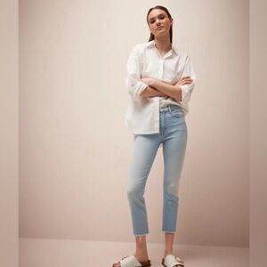 MOTHER The Mid Rise Dazzler Ankle Fray Jeans